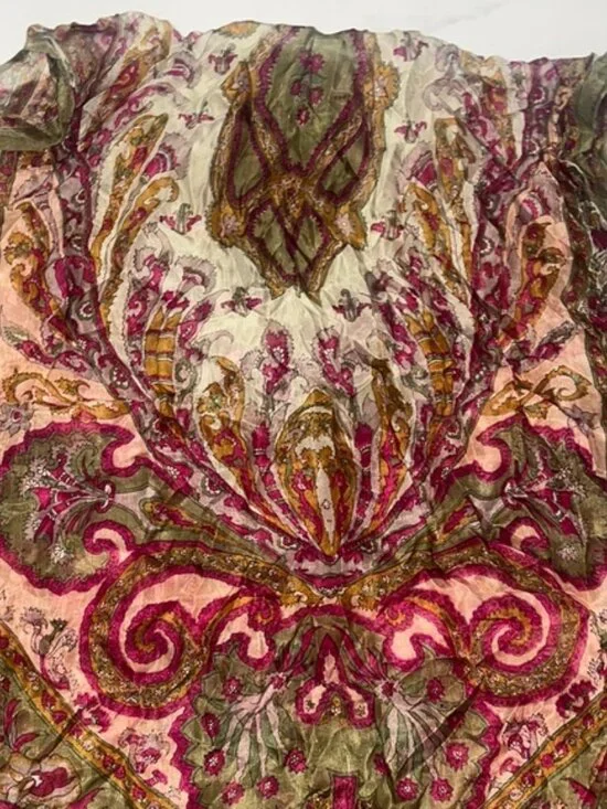 Floral Pink and Green Scarf - Picture 2 of 4